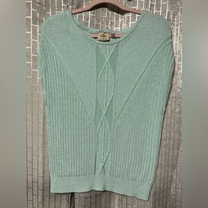 Elie Tahari Mint Green Cable Knit Scoop Neck sleeveless Sweater